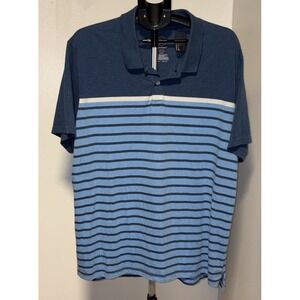 MENS ST JOHNS BAY POLO XXL BLUE WITH  STRIPE XXL